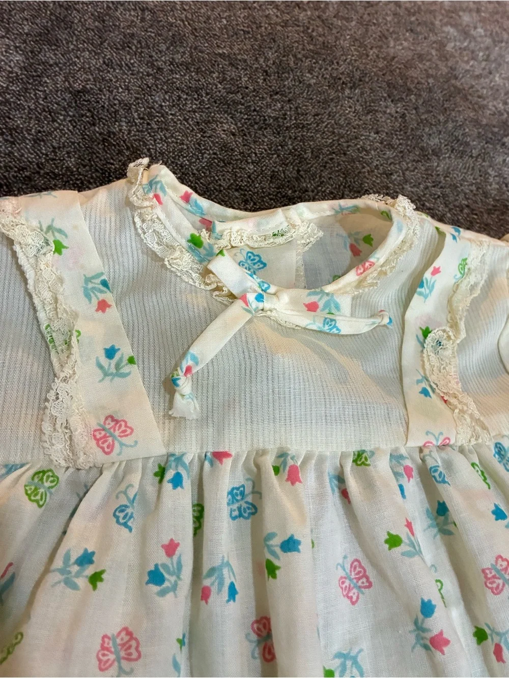 60s 70s Vintage JCPenney Toddle Time Baby Dress Floral/Butterfly Pastel 24 Month